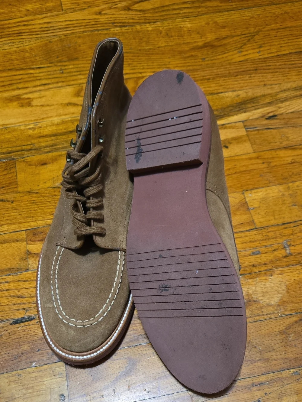 J.Crew Kenton Pacer Brown Snuff Suede Leather Boots Men 12 M Chukka Indy- FLAW